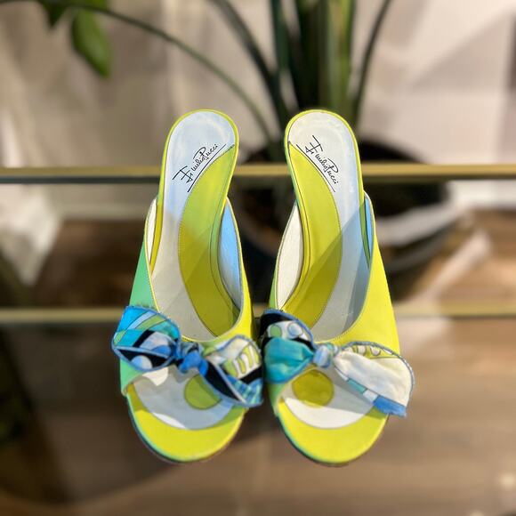EMILIO PUCCI Retro Wedges SZ 37 1/2 - Picture 2 of 6